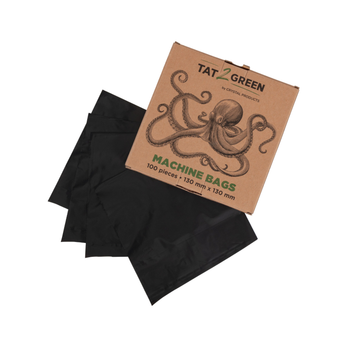 Boîte de 100 Tat2Green - Sacs de protection pour Machines Noirs - 130mm x 130mm