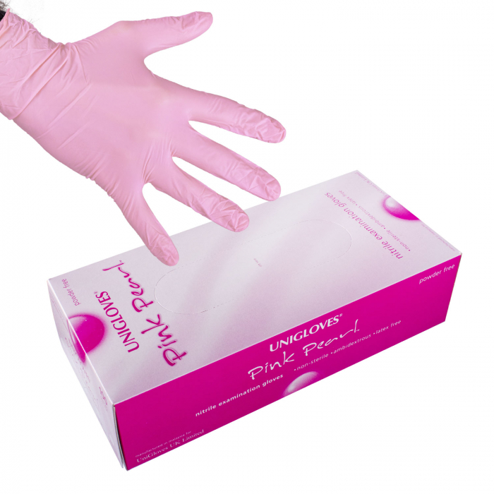 Boîte de 100 gants Uniglove (nitrile) - Rose