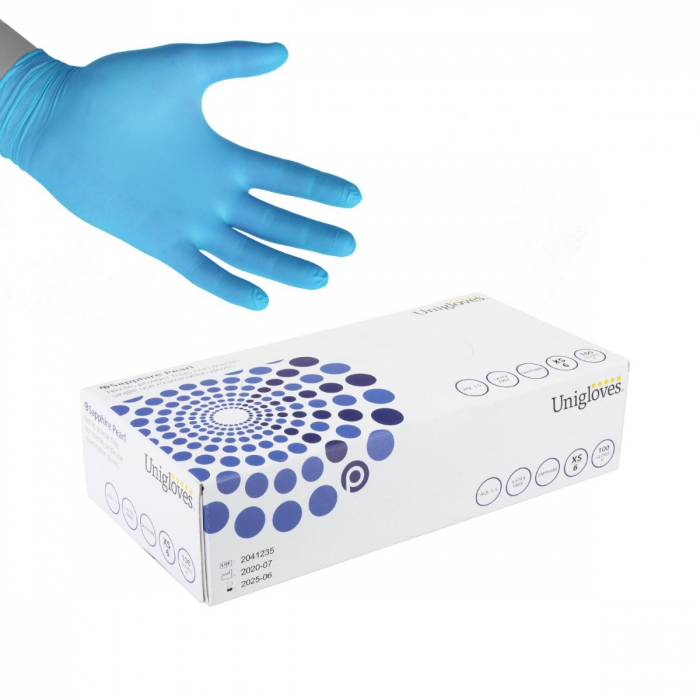 Boîte de 100 gants en nitrile Unigloves Sapphire Pearl