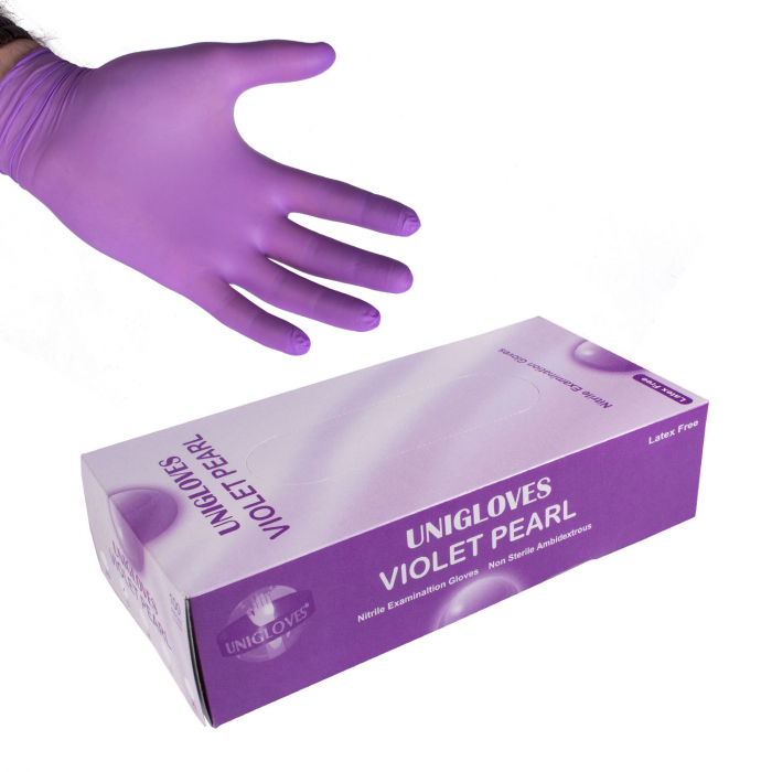 Boîte de 100 gants Uniglove en nitrile Violet Pearl - Violet