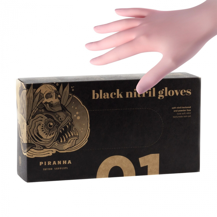 Boîte de 100 gants en nitrile rose Piranha