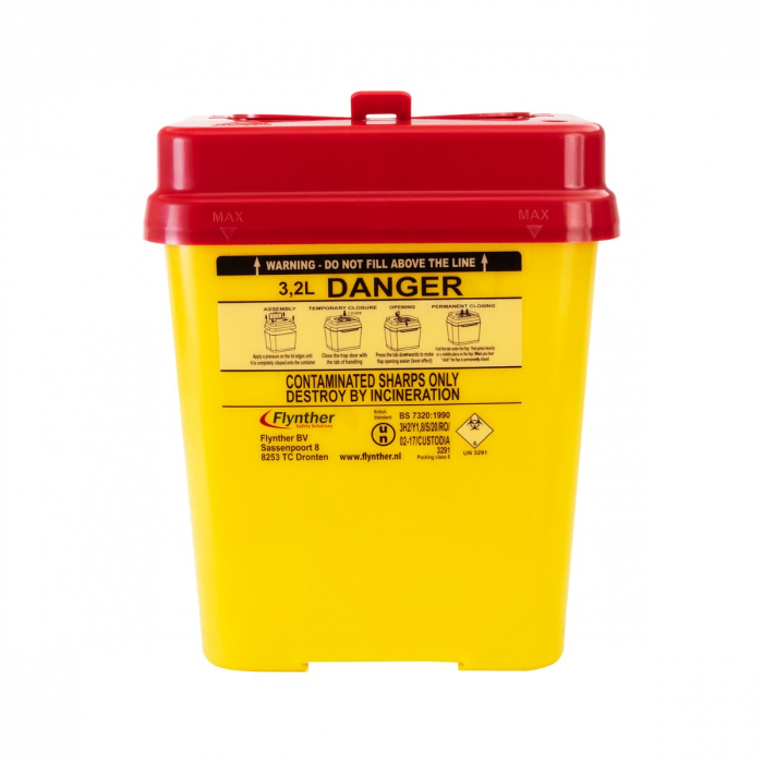 Poubelle pour aiguille de tatouage Flynther, capacité de 3,2 L