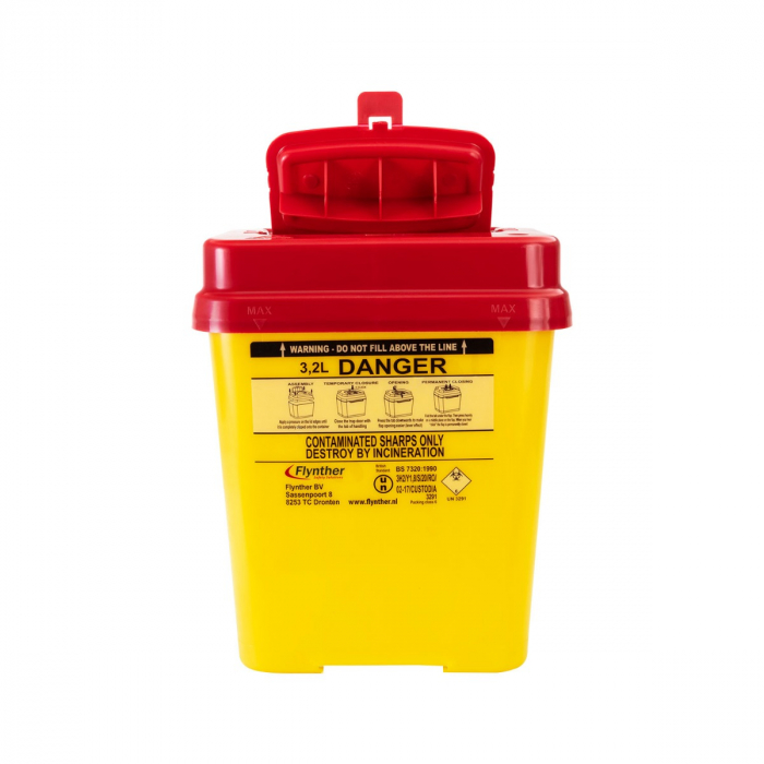 Poubelle pour aiguille de tatouage Flynther, capacité de 3,2 L