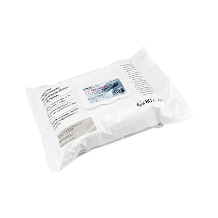 Paquet de 80 lingettes Unigloves Plus  sans Aldehyde (250mm x 250mm)