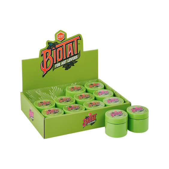 Boîte de 12 BIOTAT Beurre doux Zest pour tatouage 50 ml Présentoir de studio