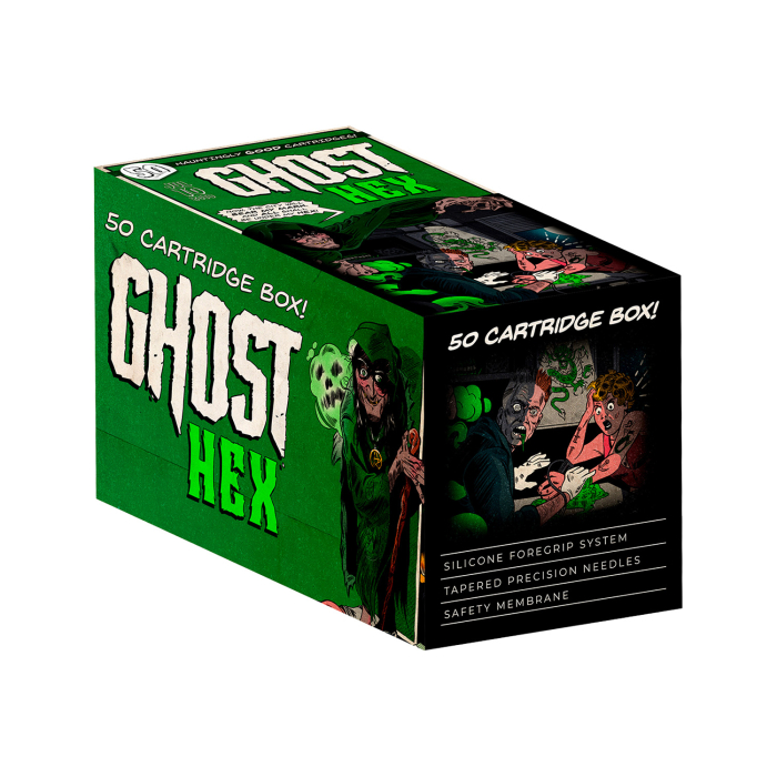 Box of 50 Ghost HEX Needle Cartridges - Round Liner Long Taper