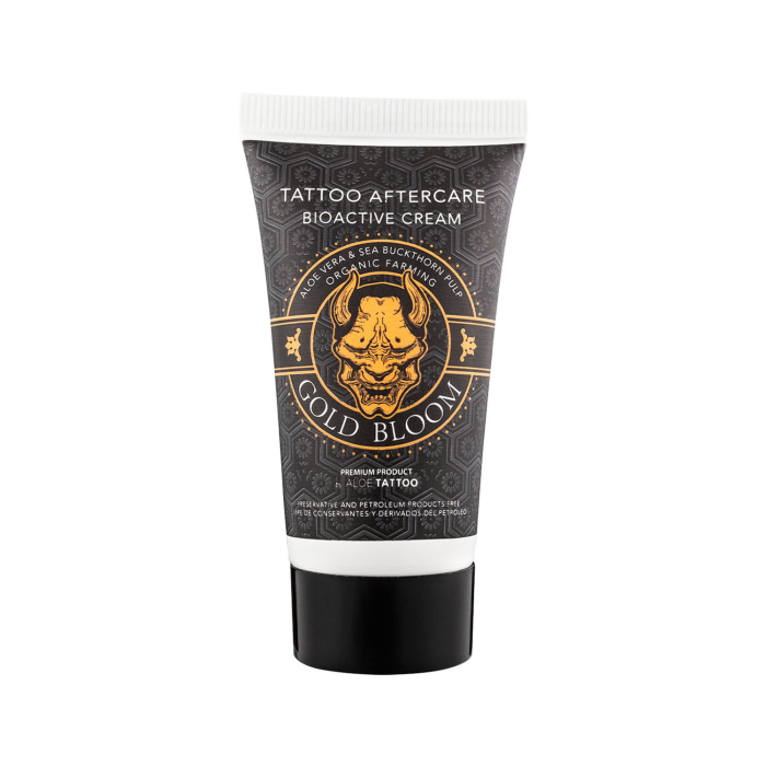 Aloe Tattoo Gold Bloom Nouvelle formule Tubes de soin après traitement sur Présentoir 12x30g
