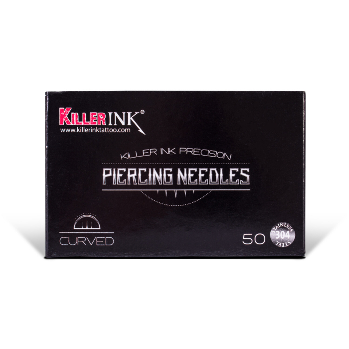 Boîte de 50 aiguilles de perçage courbées Killer Ink Precision (14G-20G)