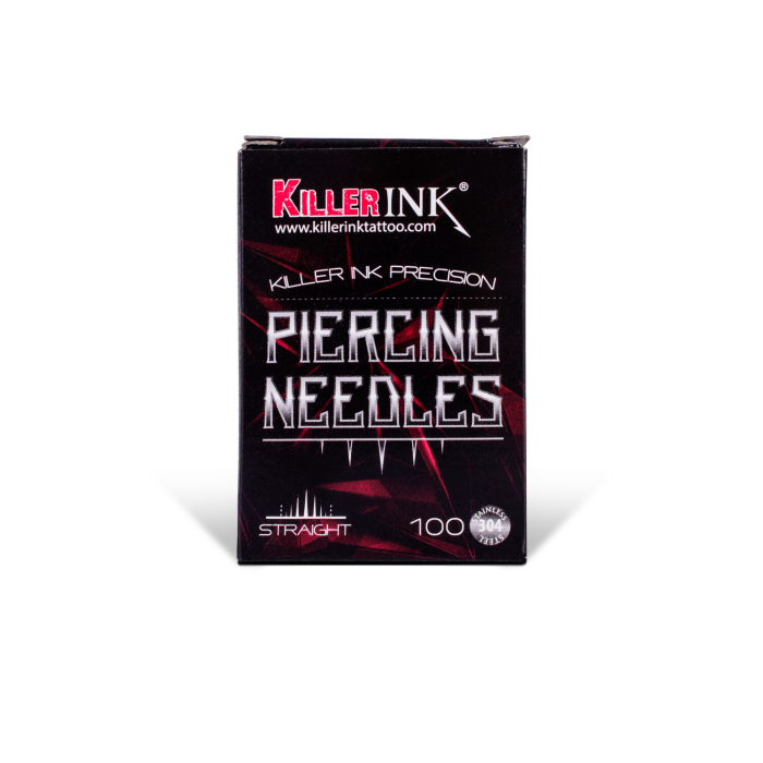 Boîte de 100 aiguilles de perçage droites Killer Ink Precision (10G-20G)