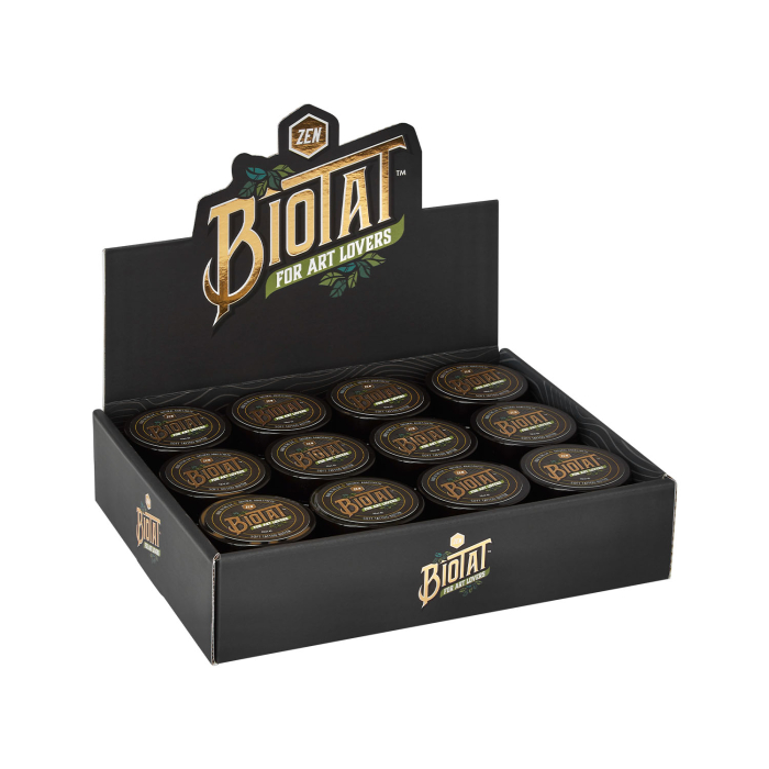 Boîte de 12 BIOTAT Beurre doux Zen pour tatouage 50 ml Présentoir de studio