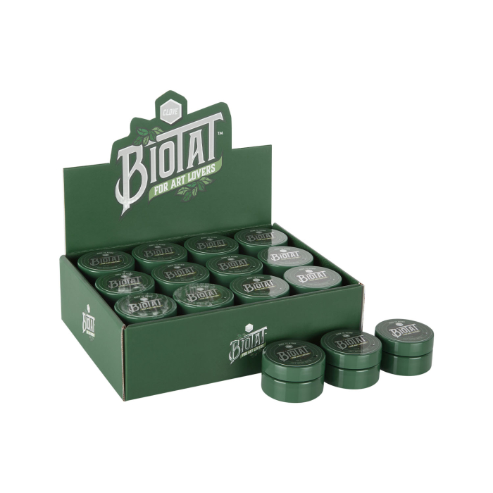 Boîte de 24 BIOTAT Beurre doux Clove pour tatouage 25 ml Présentoir de studio