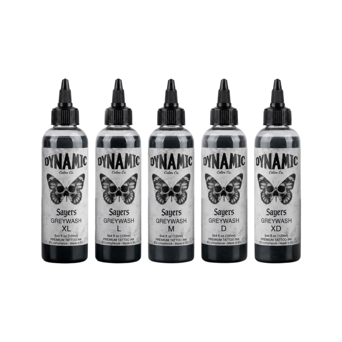 Dynamic Tattoo Ink - Platinum - Ensemble Sayers Greywash 5 x 120 ml