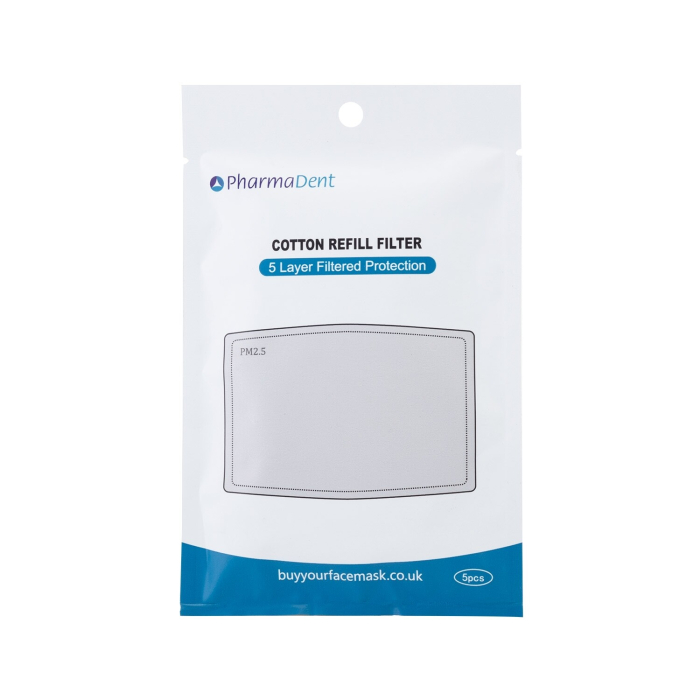 PharmaDent - Filtres de recharge en coton PM2.5 pour masques faciaux - Pack de 5