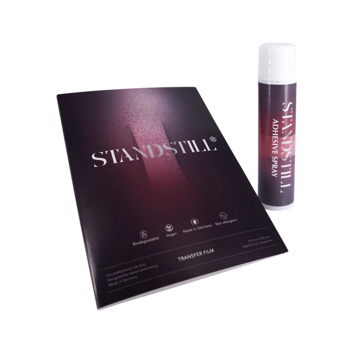 ROUTE UNIQUEMENT - Boîte de 25 films de transfert StandStill et spray adhésif pour stencil