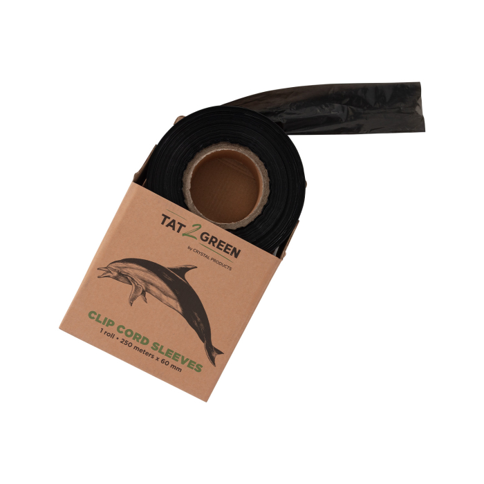 Tat2Green - Rouleau de Gaines de Protection pour Clip Cord Noirs Non Découpé - 250m x 50mm
