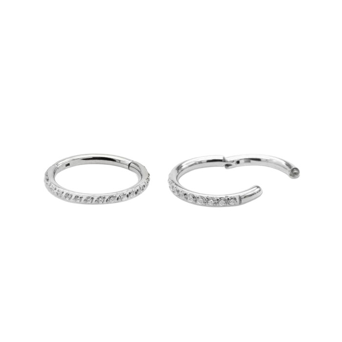 Anneau avec cliquet secteur en titane orné de pierres précieuses Tilum