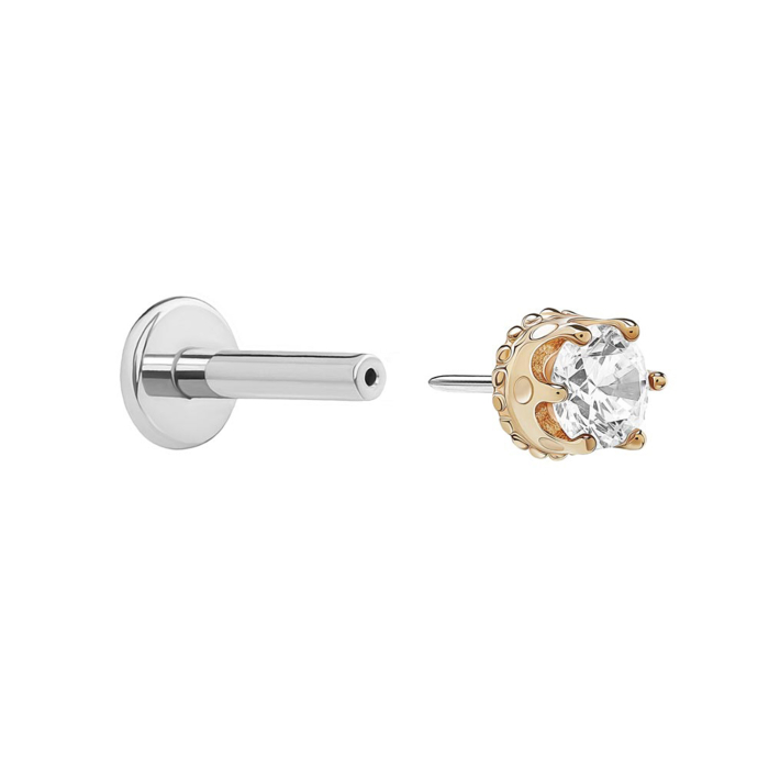 Couronne sans filetage avec bijou en or 14 carats Tilum