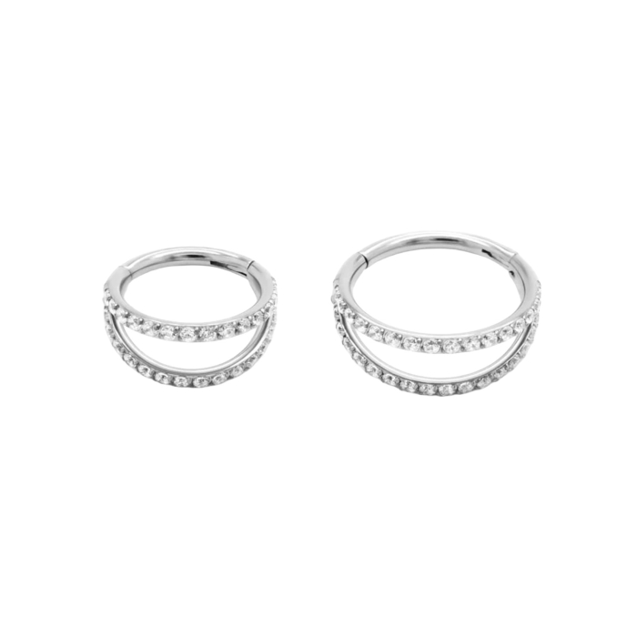 Anneau double cliquet en titane faux bijou Tilum