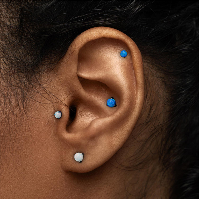 Bille d'opale sertie sur griffes sans filetage en titane Tilum