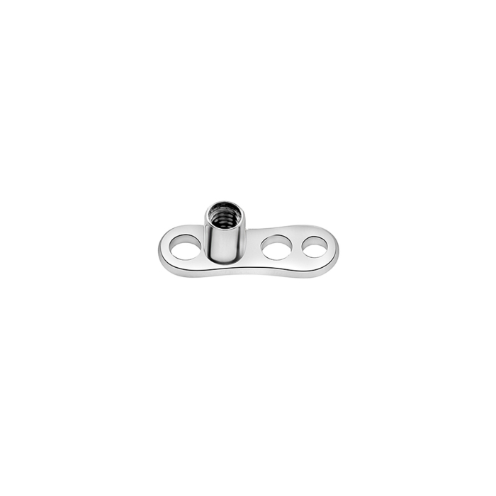 Ancrage dermique en titane Tilum 14G - Surélévation de 2 mm - Base à 3 trous - 14G