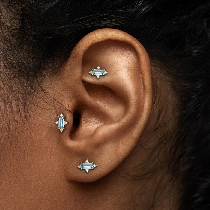 Embout sans filetage en or jaune 14 carats Royal Baguette Tilum