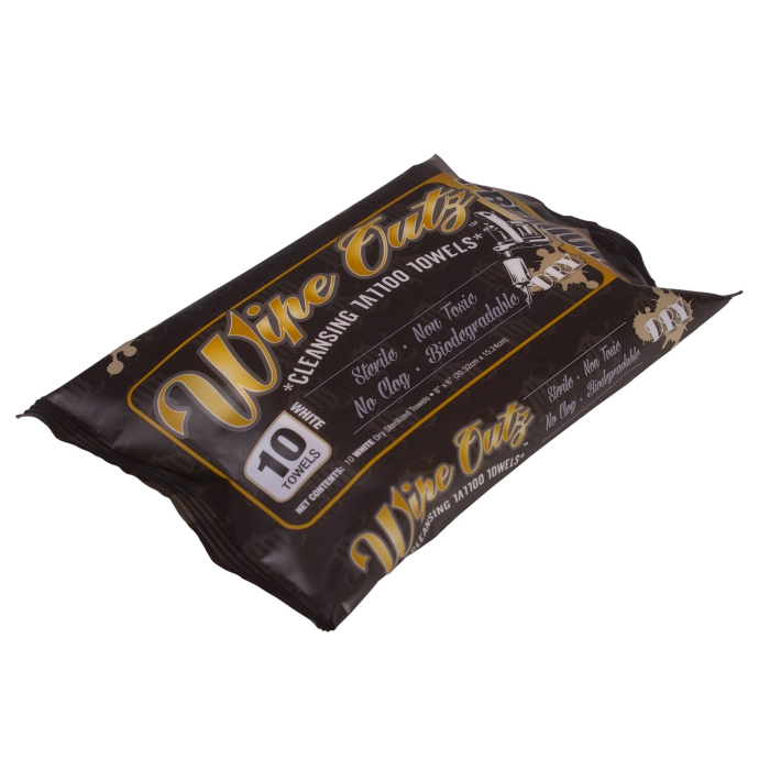 Wipe Outz Dry - Serviettes de tatouage nettoyantes (paquet de 10 serviettes)