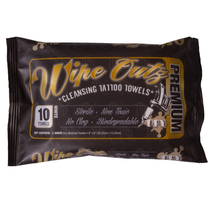Wipe Outz Dry - Serviettes de tatouage nettoyantes (paquet de 10 serviettes)