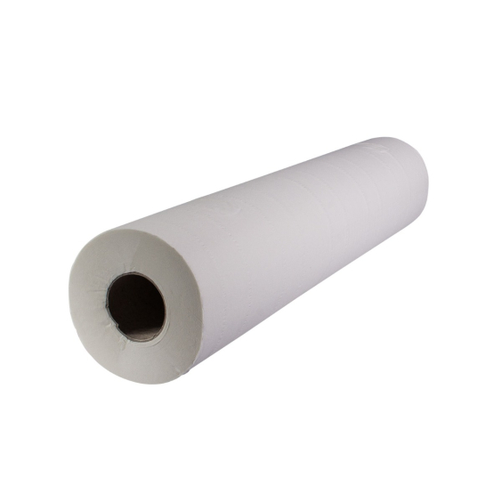 White 2-ply couch roll measuring 50 centimeters by 50 meters