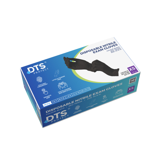Boîte de 100 gants nitrile noirs DTS - Lot de 10