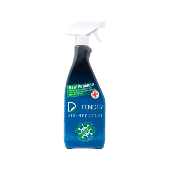 Dermalize D-Fender Disinfectant spray bottle 750 ml isolated on white