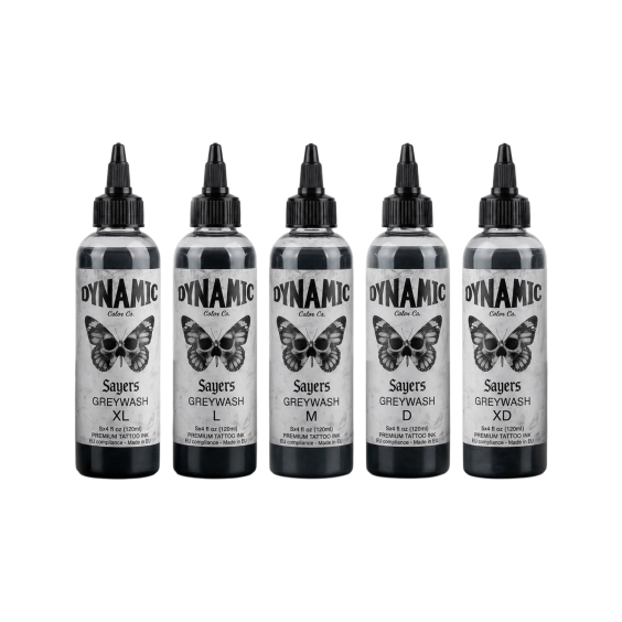 Dynamic Tattoo Ink - Platinum - Ensemble Sayers Greywash 5 x 120 ml