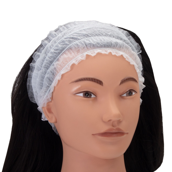 Pack of 100 Killer Beauty disposable white hair headbands on mannequin.