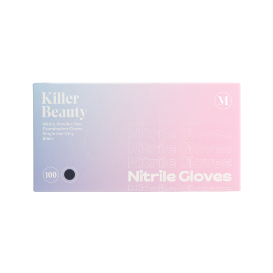 Boîte de 100 gants en nitrile noir Killer Beauty - Caisse de 10