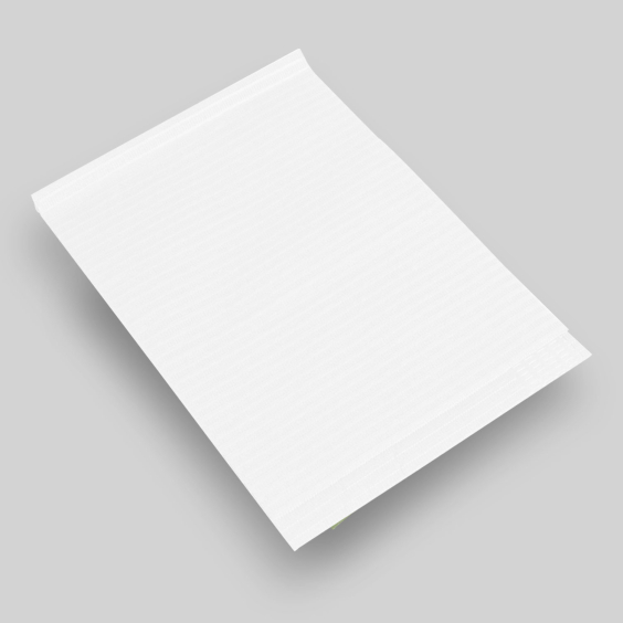 Stack of white lap cloths arranged on gray surface for cleaning use.