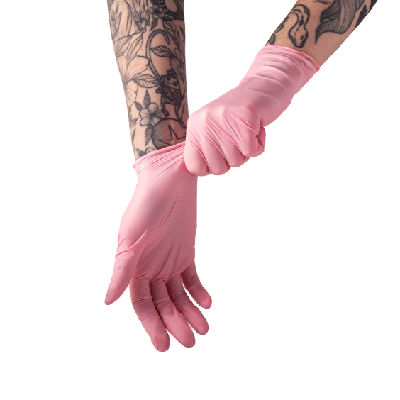 Boîte de 100 gants en nitrile roses Saferly