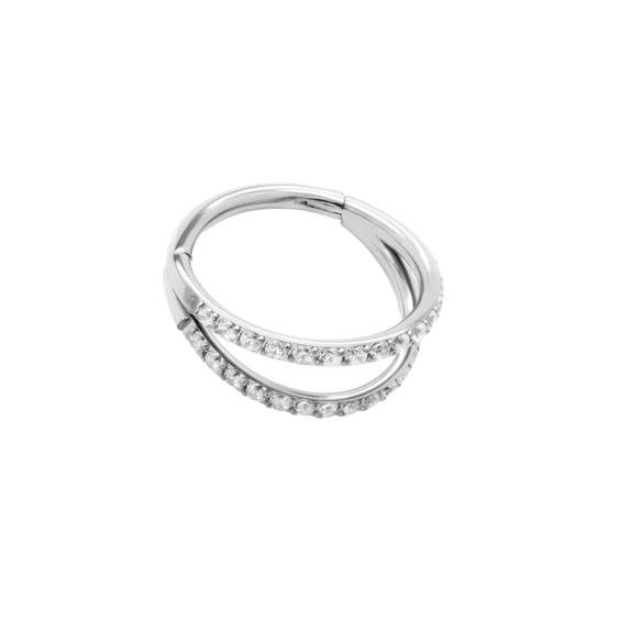 Anneau double cliquet en titane faux bijou Tilum