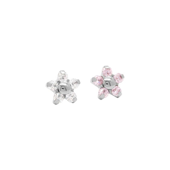 Embout sans filetage en titane à motif floral orné de pierres précieuses Tilum