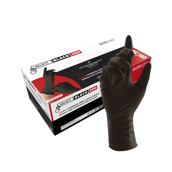 Boîte de 100 gants en latex Unigloves Select Black - Manchette longue