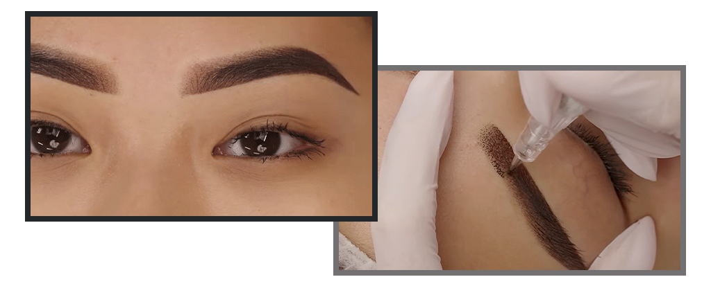 Deux gros plans de sourcils ombrés superposés
