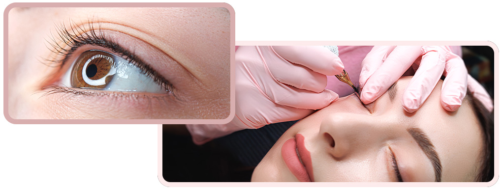 Gros plan d’une personne recevant un traitement de maquillage permanent (PMU)