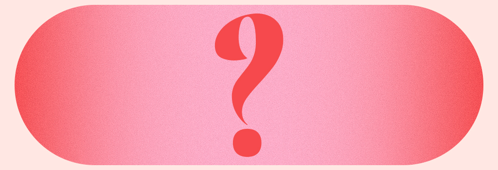 Un point d'interrogation sur fond rose.