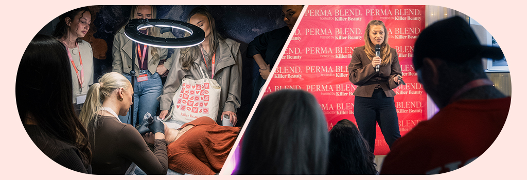 Une démonstration de lip blush et une conférence lors d'un événement PMU.